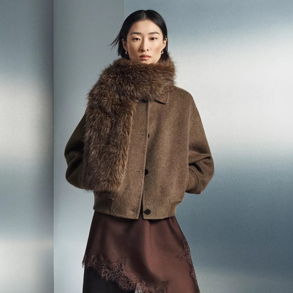 Zara Jackets & Blazers - Zara NWT ZW Collection wool blend bomber jacket brown 7522/040